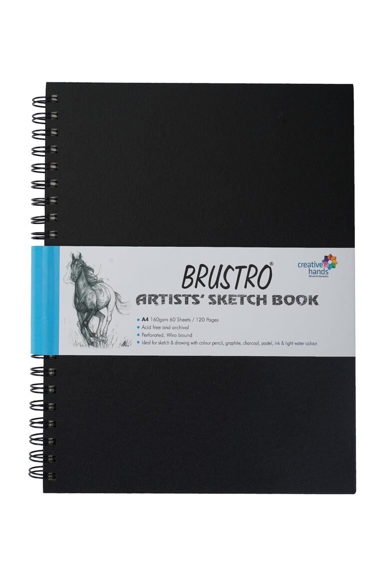 BRUSTRO Artists Wiro Bound Sketch Book| Spiral | A4 Size, 120 Pages, 160 GSM| Ideal for Students and Adults,Home, School, Students, Beginners, Professional Drawing, Sketching, Mandala Art