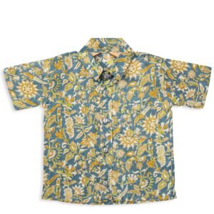 100% Organic Cotton Kalamkari Block Print Shirt with Pocket for Babies and Toddlers