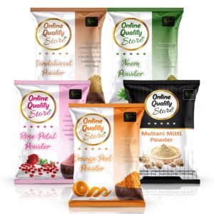 Online Quality Store Multani Mitti Powder + Chandan + Orange Peel + Neem + Rose Powder (Pack of 5) 400g