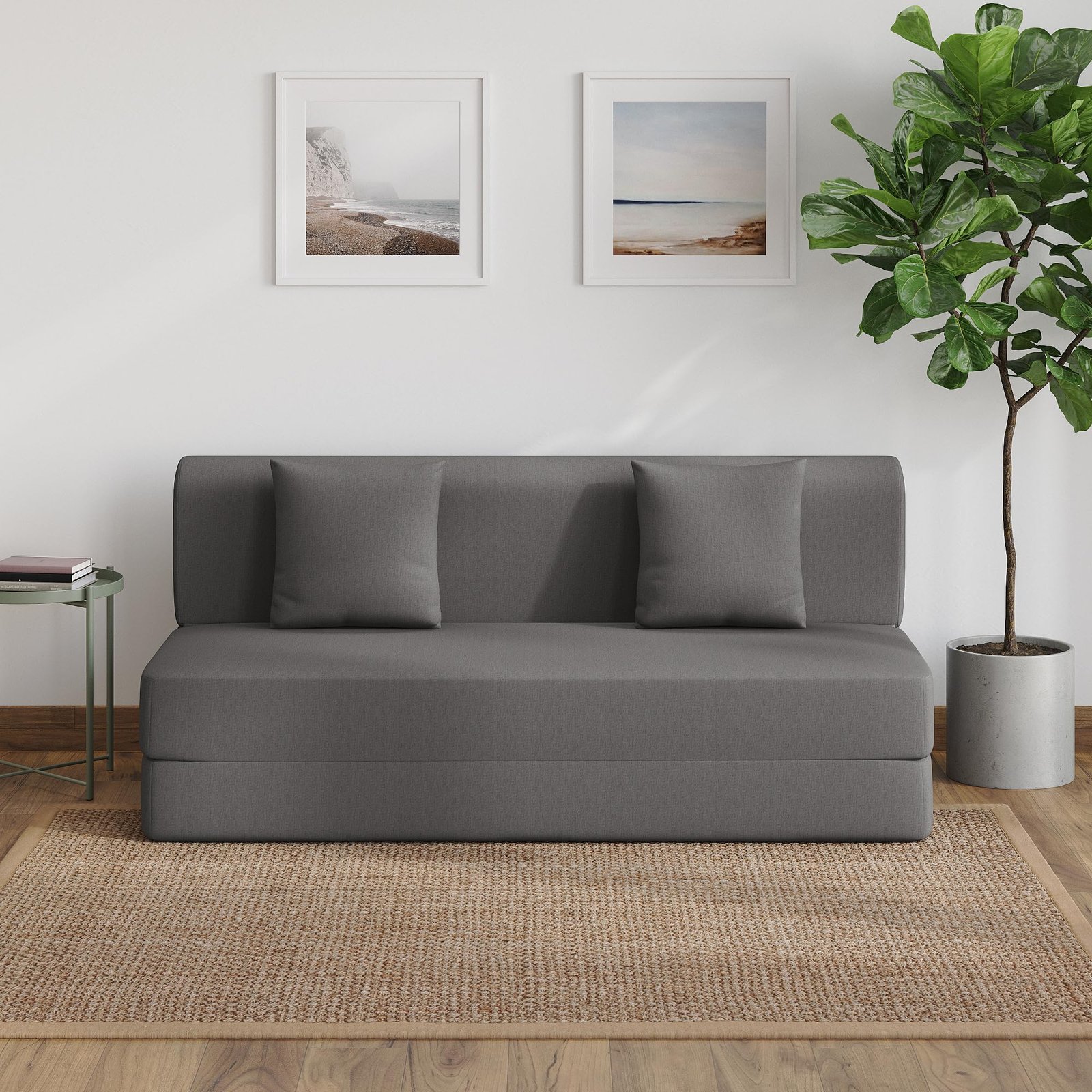 Wakefit Flipper 3 Seater Sofa Cum Bed | Three Seater (6’x5′) Feet |Comfortable Foldable Sofa Bed | Premium Foam | Removable Washable Cover | Space Saving | Lightweight | 2 Cushions |Grey