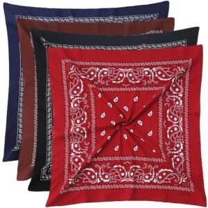 Mochabao 100% Cotton 27″ x 27″ Large Bandanas for Men & Women, Multi-Purpose Bandana Headbands, Square Head Scarf