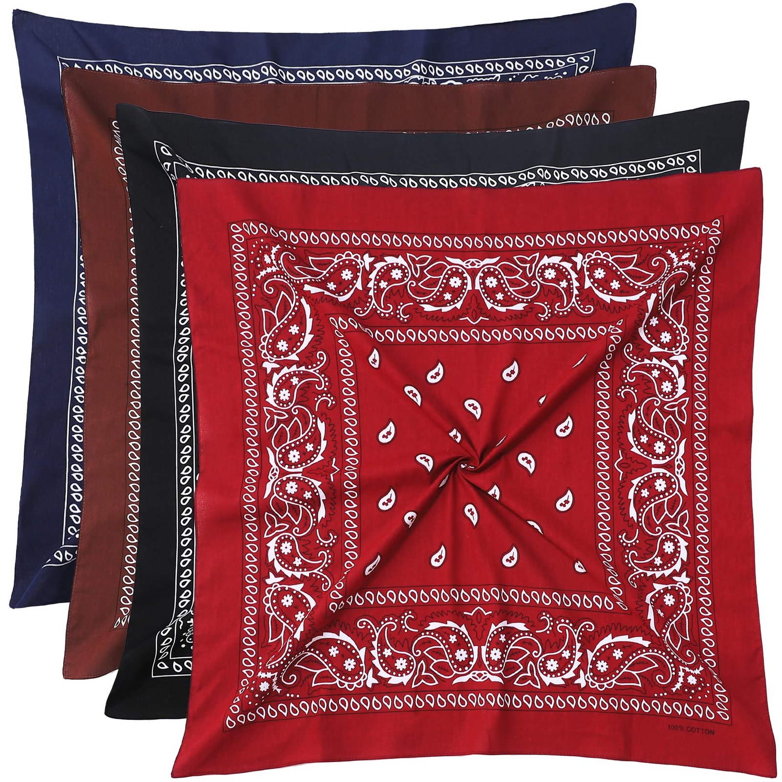 Mochabao 100% Cotton 27″ x 27″ Large Bandanas for Men & Women, Multi-Purpose Bandana Headbands, Square Head Scarf