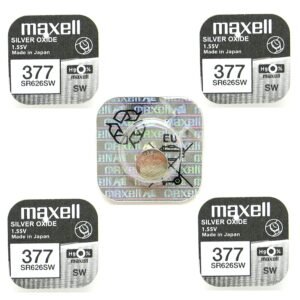 Maxell Watch Battery Button Cell SR626SW SR-626SW 377 Pack of 5 Batteries