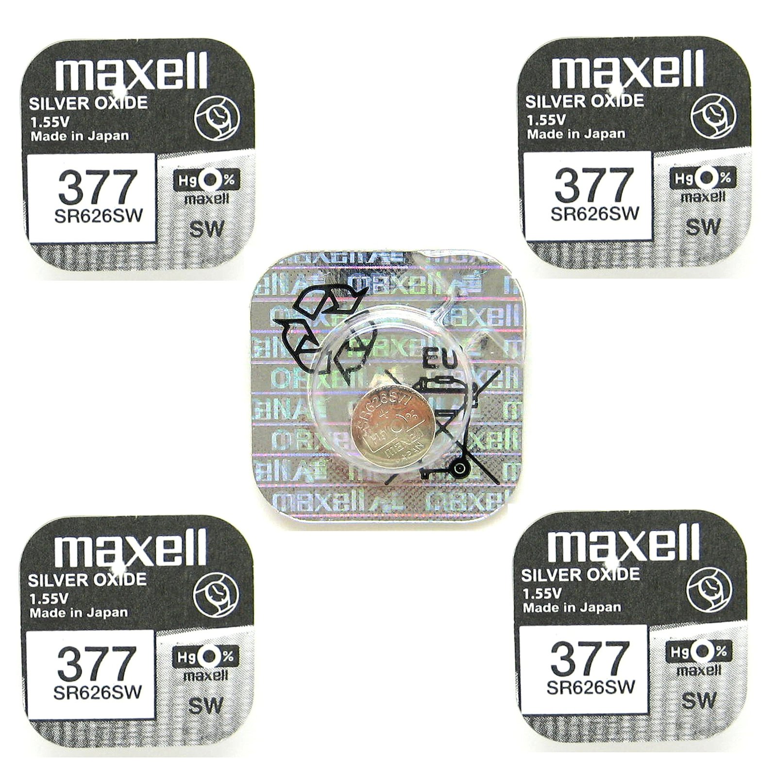 Maxell Watch Battery Button Cell SR626SW SR-626SW 377 Pack of 5 Batteries