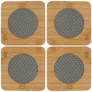 HOKIPO® Eco-Friendly Bamboo Wooden Coasters for Home Pan Pot Holder for Dining Table Heat Pad for Kitchen – Pack of 4 (AR2922)