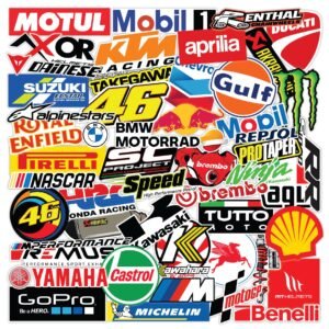 Motorcycle & Bike Stickers Pack | 74 PCS Waterproof Vinyl Biker Decals for Helmet, Tank, Visor, Scrapbooking & Bike Accessories