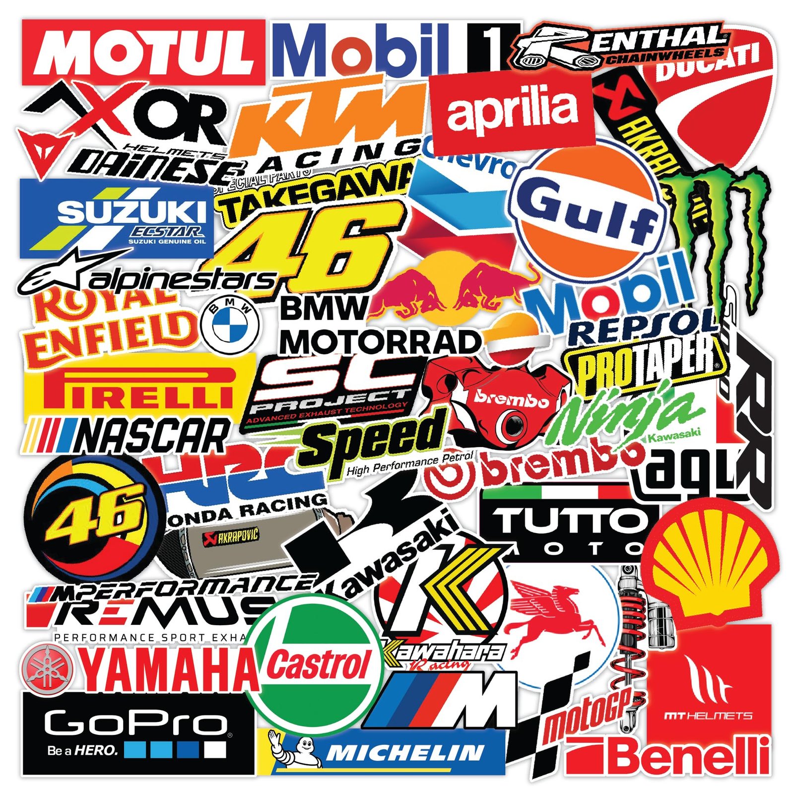 Motorcycle & Bike Stickers Pack | 74 PCS Waterproof Vinyl Biker Decals for Helmet, Tank, Visor, Scrapbooking & Bike Accessories