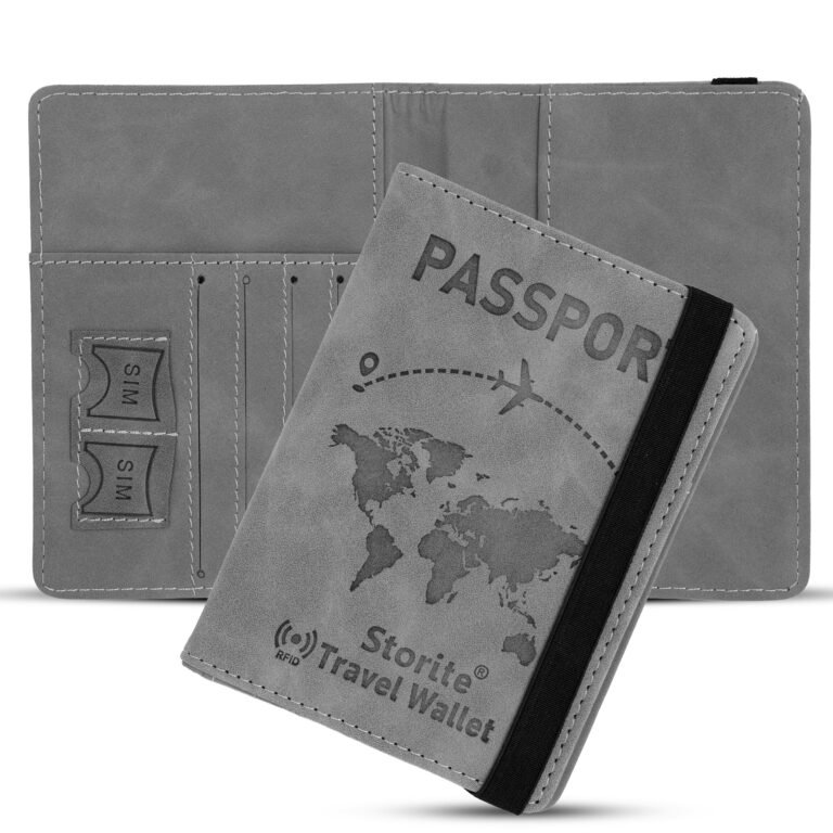 Storite RFID Blocking Travel Passport Holder, 14.58x11CM, Grey