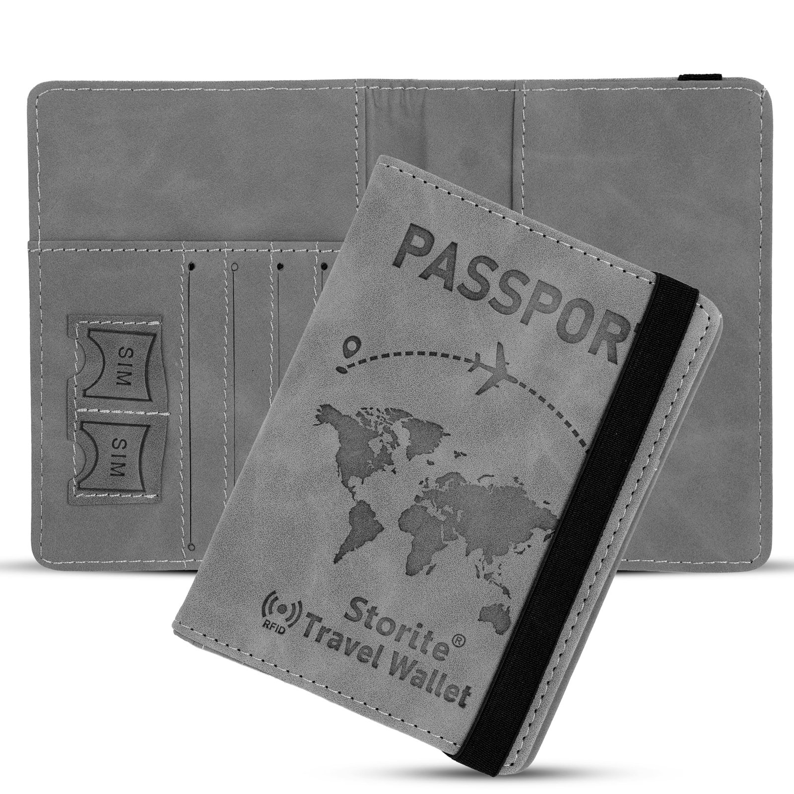 Storite RFID Blocking Travel Passport Holder, 14.58x11CM, Grey