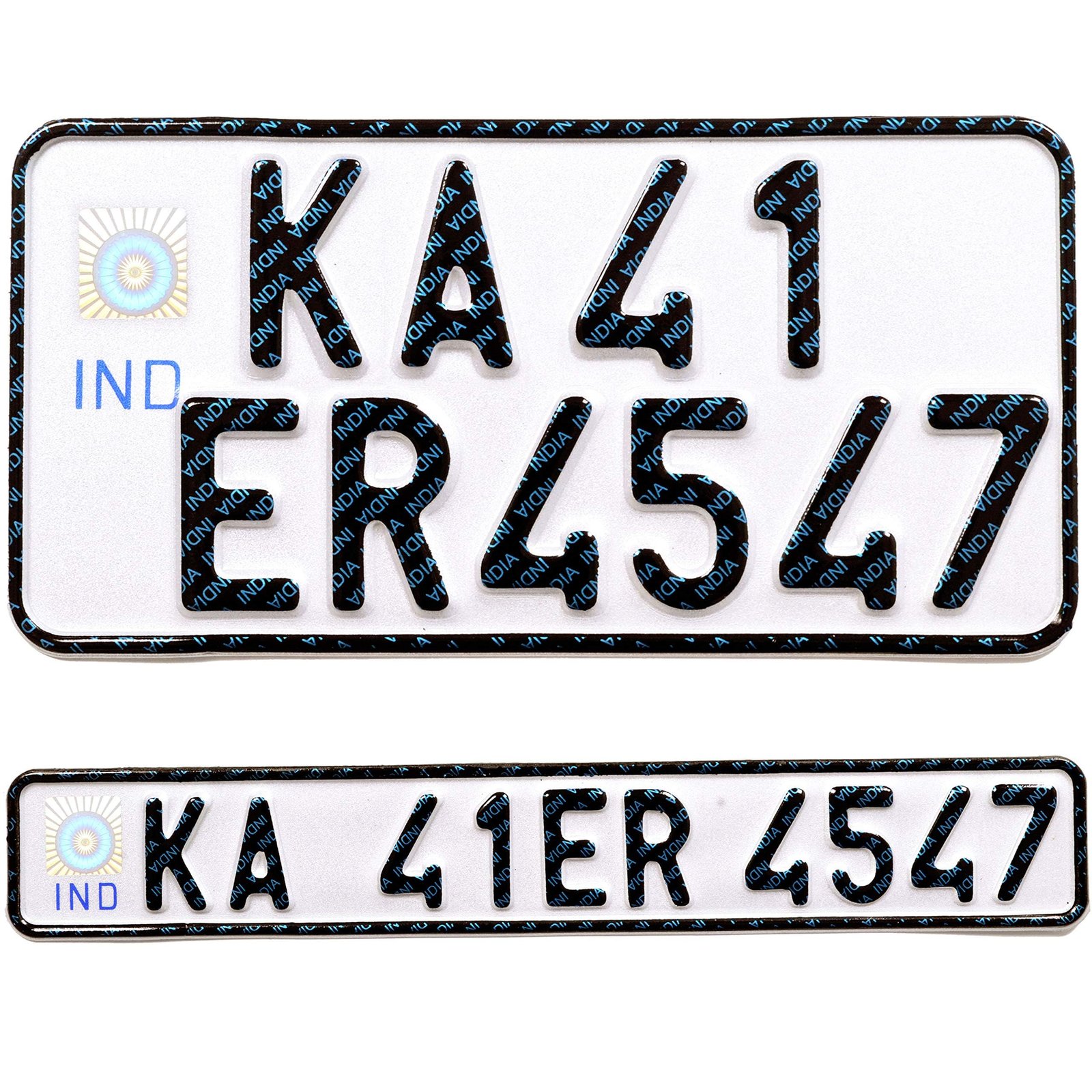INNOVQARAJ IND Embossed Bike Number Plate Set (Front & Rear) – 1mm Reflective Aluminium – Non‑HSRP Plate for Bike, Scooters & Two‑Wheelers – No Barcode & Serial Code (White)