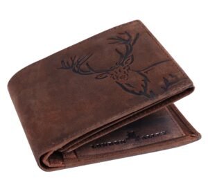 LONDON ALLEY Elk Vintage Brown Leather Wallet for Men, 6 Card Slot | RFID Blocking