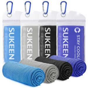 KUEN [4 Pack] Cooling Towel (40″x12″), Ice Towel, Soft Breathable Chilly Towel, Microfiber Towel for Yoga, Sport, Running, Gym, Workout,Camping, Fitness, Workout & More Activities