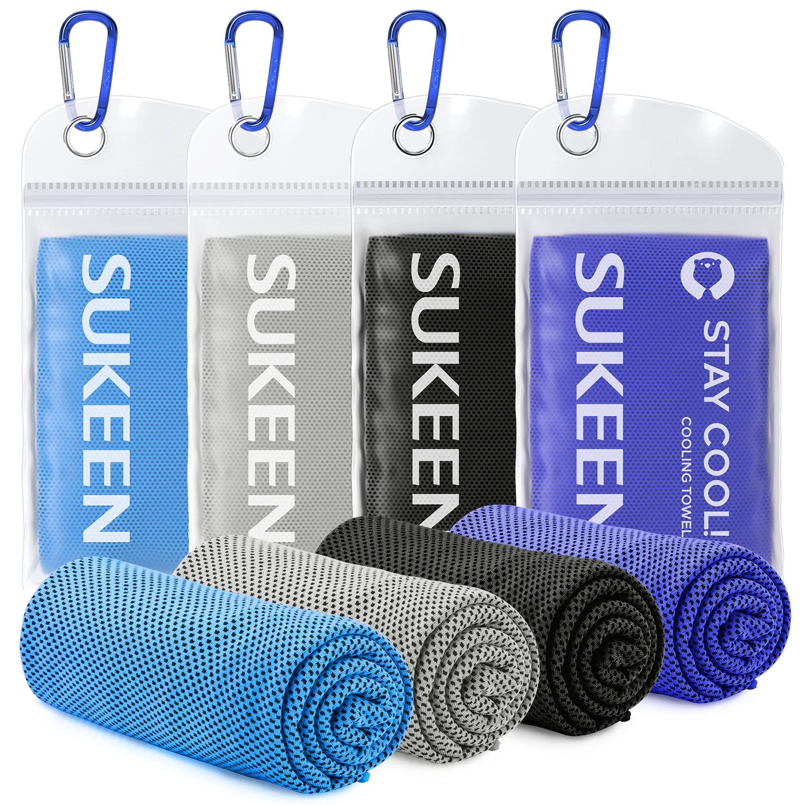 KUEN [4 Pack] Cooling Towel (40″x12″), Ice Towel, Soft Breathable Chilly Towel, Microfiber Towel for Yoga, Sport, Running, Gym, Workout,Camping, Fitness, Workout & More Activities
