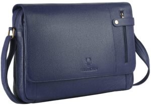 WildHorn Leather 15 inch Laptop Messenger Bag for Men I Padded Laptop Compartment with Adjustable Strap I Extra Zip Compartments I DIMENSION : L-15 inch W-3 inch H-12 inch