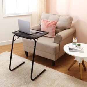 Amazon Basics Height Adjustable Laptop Table | Adjustable Table Angle | Alloy Steel | Foldable | Black | 75 cm – H, 52.5 cm – L, 40 cm – W