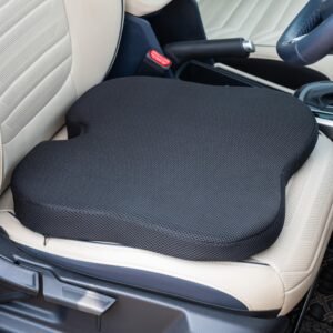 FOVERA Car Seat Cushions | 2 Years Warranty | for Long Drive & Daily Commute | 100% Memory Foam Wedge Cushion with Coccyx Cutout for Lower Back, Hip, Tailbone & Sciatica Pain Relief (Black, Pack of 1)