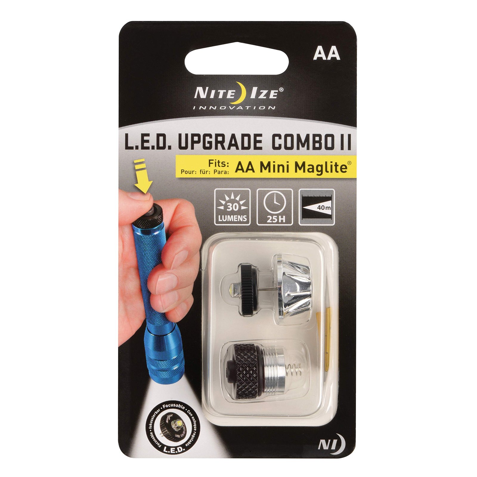 Nite Ize LED Combo Kit Upgrades AA Mini Maglite from Incandescent to LED Technology with on/off Switch