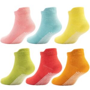 Dicry Non-slip Toddler Socks Baby Boys Girls Grips Socks Anti-skid Ankle Infant Kids 6&12 Pairs