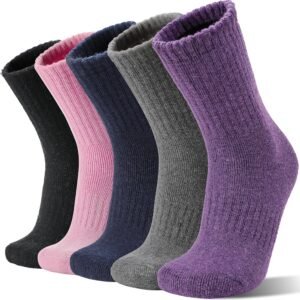 Womens Wool Socks Warm Thermal Thick Heavy Cold Weather Winter Socks 5 Pack