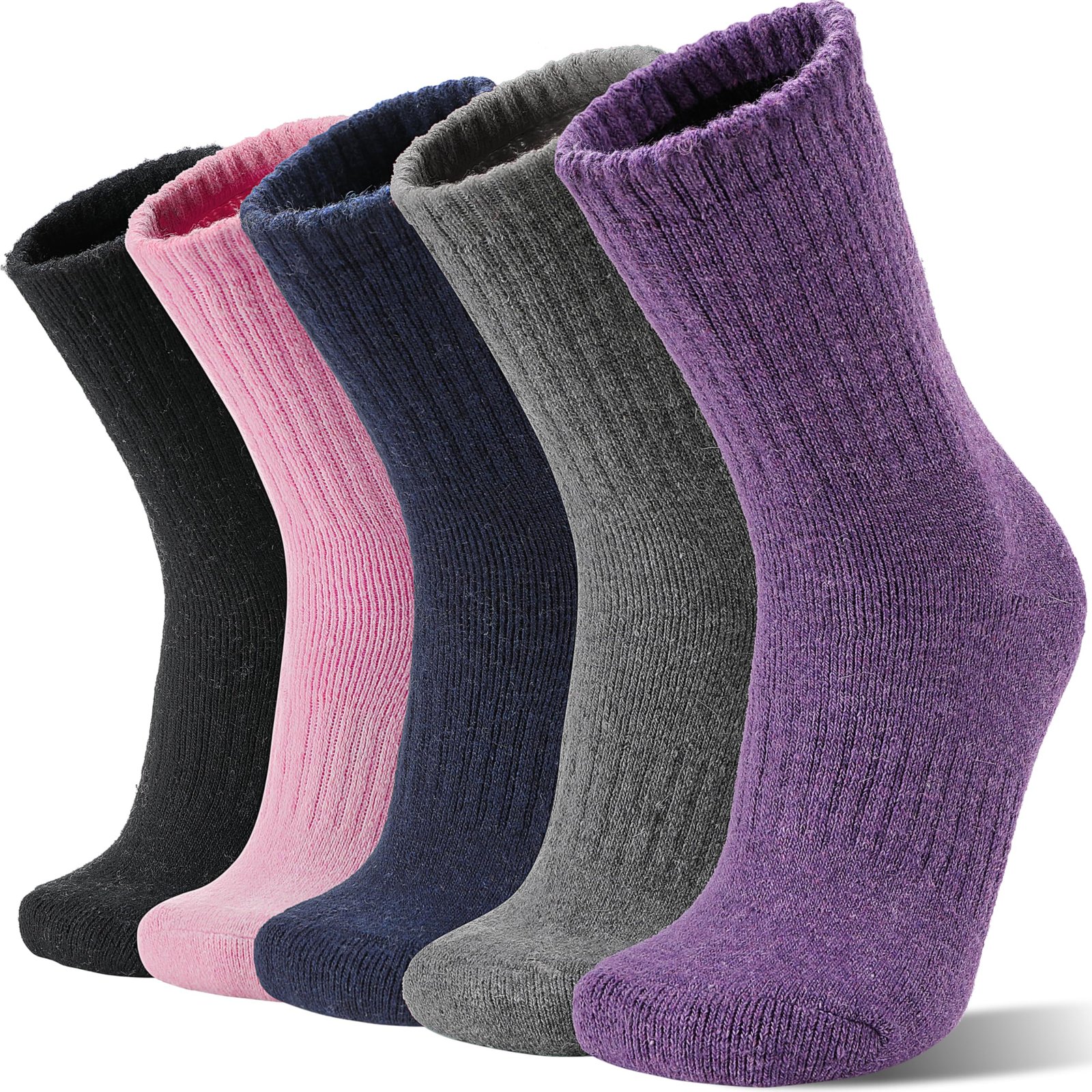 Womens Wool Socks Warm Thermal Thick Heavy Cold Weather Winter Socks 5 Pack