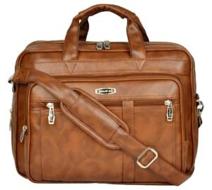 Zipline Laptop bags for men office use | Synthetic Leather Executive Formal 15.6 inch Laptop, MacBook & Macbook Pro Messenger/Office Bag for Man Women (Tan)