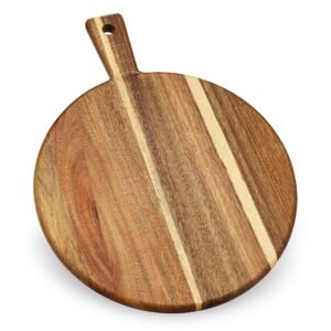 Home Beets Acacia Wood Cutting Board with Handle, Large 13″ x 13″ Natural Chopping Board for Meat, Cheese Board, Vegetables & Bread, Charcuterie, Decorative Serving Board