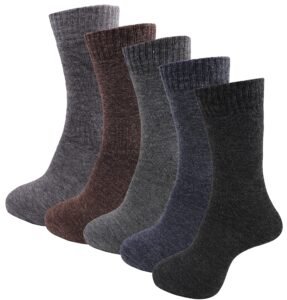 RC. ROYAL CLASS Men’s Woolen Calf Length Solid Thick Terry Winter Wear Socks (Multicolor, Free Size) – Combo Pack of 5 Pairs