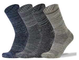 RC. ROYAL CLASS Thick Heavy Duty Thermal Socks For Men Cushioned Towel Warm Winter Woolen Socks, Calf Length Hi-Performance Soft Moisture Wicking Socks, Pack of 4 Pairs, Free Size, Multicolored
