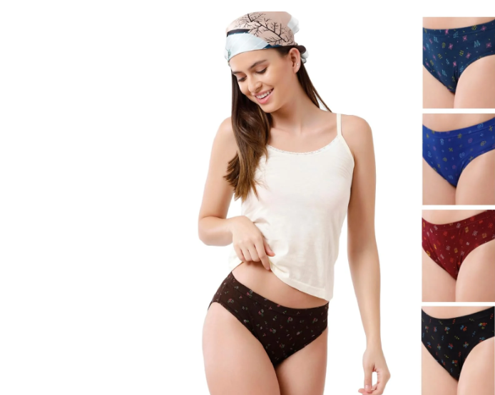 Rupa Jon Ashwarya Printed Panties for Women, 100% Cotton Fabric, Anti-Bacterial, Pack of 5