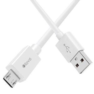 Elove Micro USB Data & Charging Cable, with High Speed 480Mbps Data Sync, Fast Charging Data Cable for All Android Smartphones – White