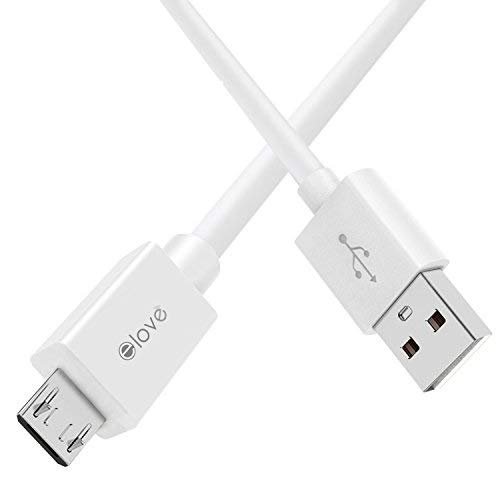 Elove Micro USB Data & Charging Cable, with High Speed 480Mbps Data Sync, Fast Charging Data Cable for All Android Smartphones – White