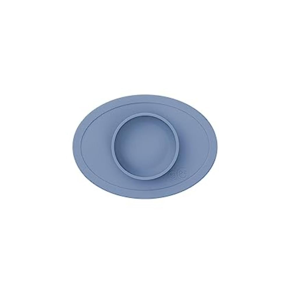 ezpz Tiny Bowl – 100% Food Grade Silicone Suction Bowl with Built-in Placemat for First Foods, Promotes Baby Self-Feeding, Non-Slip – Fits on All Highchair Trays – Microwave Safe – 6 Months+ (Indigo)