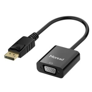 Display Port to VGA, Moread Gold-Plated DisplayPort to VGA Adapter (Male to Female) for Computer, Desktop, Laptop, PC, Monitor, Projector, HDTV, HP, Lenovo, Dell, ASUS and More – Black
