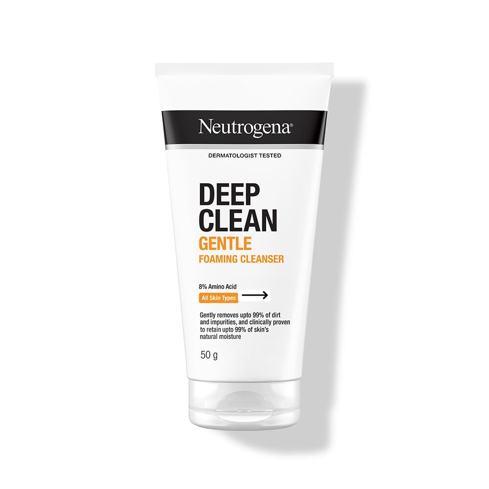New & upgraded Neutrogena Deep Clean Foaming Cleanser | Hydrating, non drying | Gentle Formula | Skin pH Friendly | for Men & Women | Normal to Oily sensitive skin | Anti pollution facewash, removes PM 2.5 | Daily Cleansing | 50g