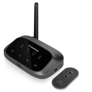 Avantree Oasis Plus 2 – Bluetooth Transmitter for TV with Remote Volume Control, Supports Two Headphones, aptX-Adaptive, Soundbar Passthrough, for Optical or AUX TVs