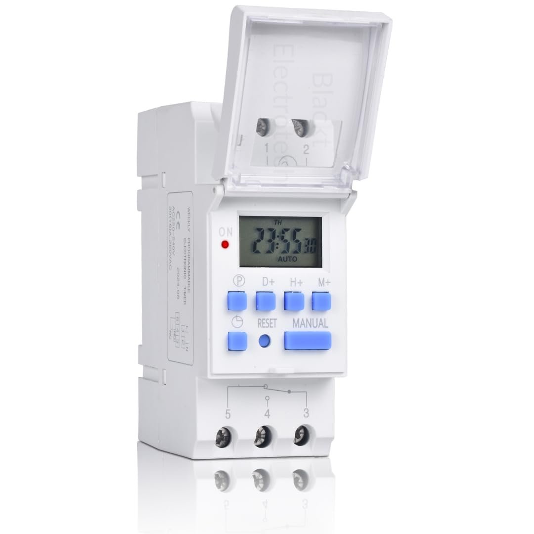 Blackt Electrotech (BT41D): 16/240V AC Programmable Daily/Weekly Digital LCD Display Control Counter/Time Timer Relay Switch: DIN Rail Type (Warranty 12 Months) (Regular)