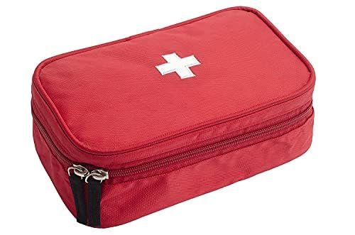 HomeStrap First Aid Kit Bag | Portable & Spacious Emergency Kit Organizer with Mesh Pouch & Elastic Loops | Medicine Storage Box (Medicine NOT Included) | Perfect for Travel, Camping, Home | Red
