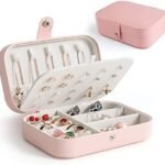 Leather Mini Jewelry Travel Case Small Travel Jewelry Organizer Portable Jewelry Box Travel Mini Storage Organizer Portable Display Storage Box For Rings Earrings Necklaces Gifts, Multicolor