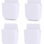 WALLLVIEW Pack of 4 ABS Plastic Wall Mounted Adhesive Remote Control Stand Mobile Phone Holder for Charging AC/TV Storage Box for All Smartphones| (Whiite), 20 X 12 X 3 cm
