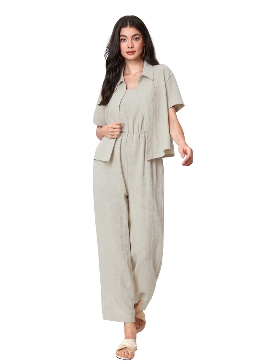 TOPLOT Women’s Jumpsuit Co-ord Set | Soft Breathable Feel | Comfortable Fit with Easy Movement | Stylish One-Piece Outfit Design | Perfect for Casual & Travel (5225)