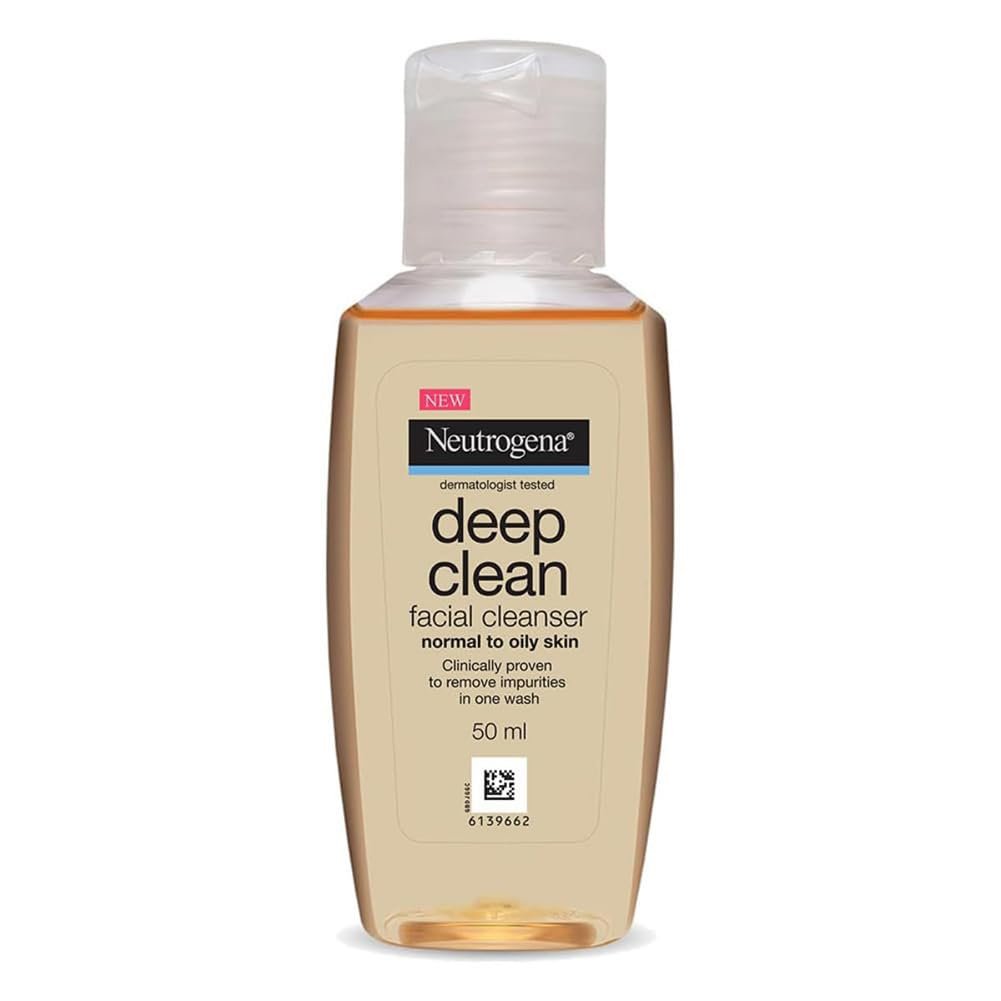 Neutrogena Deep Clean Gentle Facial Cleanser | Glycerin & Salicylic Acid | Alcohol-Free | Dermatologist Tested | Normal to Oily Skin |Cleanses Pores Effectively & Deeply | For Men and Women | 50 ml
