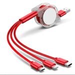 Multi Retractable 3.0A Fast Charger Cord, Multiple Charging Cable 4Ft/1.2m 3-in-1 USB Charge Cord with Phone/Type C/Micro USB for All Android and iOS Smartphones | Multicolour |