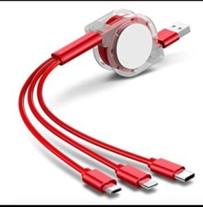 Multi Retractable 3.0A Fast Charger Cord, Multiple Charging Cable 4Ft/1.2m 3-in-1 USB Charge Cord with Phone/Type C/Micro USB for All Android and iOS Smartphones | Multicolour |