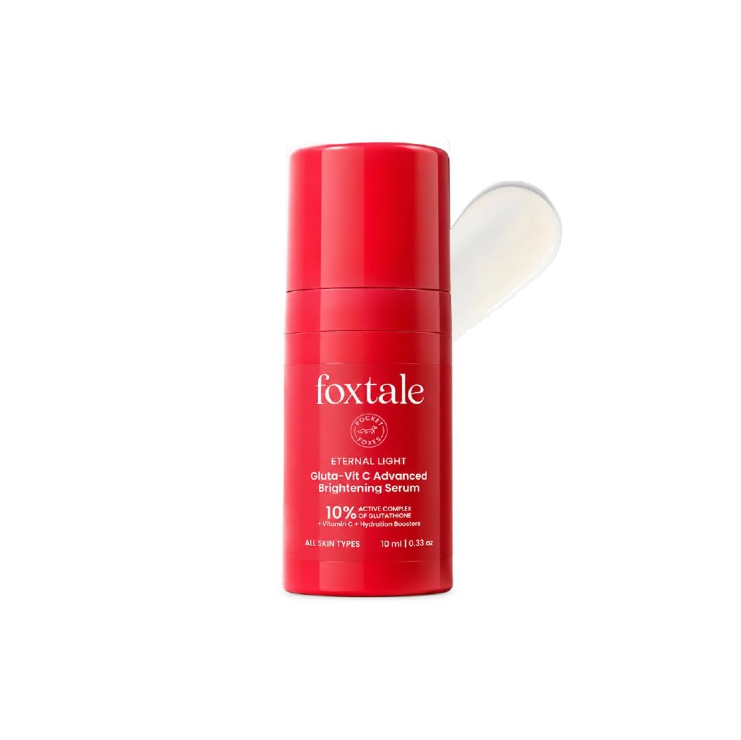 Foxtale 10% Vitamin C-Glutathione Brightening Face Serum for Glowing Skin, Treats Dark Spots, Pigmentation & Dullness, Beginner & Sensitive Skin Friendly | All Skin Types | Women & Men | 10ml