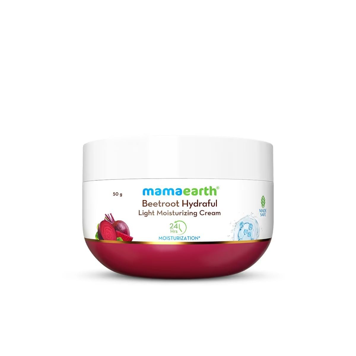 Mamaearth Beetroot Hydraful Light Moisturizing Cream with Beetroot & Hyaluronic Acid for Hydrated Pink Glow – 50 g | 24 Hrs Long-lasting Moisturization | For Face, Hand & Body | Non-Greasy & Quick Absorbing