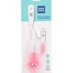 Mee Mee Nylon Bottle Brush with Nipple Cleaner | 360° Rotating Handle | High-Density Soft Bristles | BPA Free | Scratch-Free Cleaning | Non-Toxic | Easy Grip | Dishwasher Safe (Pink)