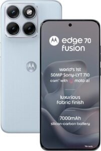 Motorola Edge 70 Fusion (Pantone Country Air, 8GB RAM, 128GB Storage) | 6.78″ 1.5K 144Hz AMOLED Display | Snapdragon 7s Gen 4 | 50MP Sony LYTIA 710 OIS | 32MP Selfie | 7000mAh | 68W TurboPower |