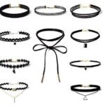 Shining Diva Fashion Jewellery Latest Stylish Set of 10 Fabric Lace Choker Necklace for Women & Gifts for Girls (Cmb272) Black