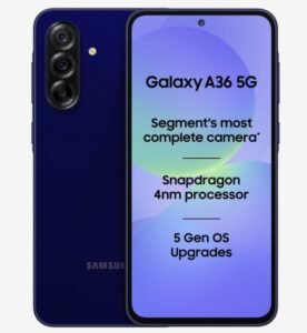 Samsung Galaxy A36 5G (Dark Blue, 8GB RAM, 128GB Storage) | Snapdragon 6 Gen 3 Octa-Core Processor | 50MP + 8MP AI Dual Camera | 12MP Front Camera | 6.7-inch FHD+ Super AMOLED 120Hz Display |