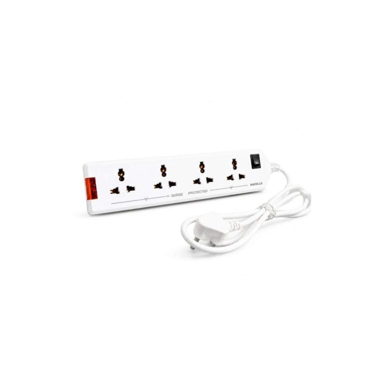Havells 4 Way Extension Board With Surge & Spike Protection|For Power Requirements Up To 1440W |1.5 Mtr ISI Certified Copper Wire| LED Indicator | Rating -6A, 240V | Home & Office Use, 10 Volts